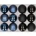 Boules de Noël 12x pièces plastique boules de Noël mélange de bleu foncé et noir 8 cm