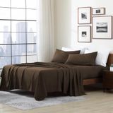 Cathay Home Essentials Ultrazacht, hypoallergeen, kreukvrij, dubbel geborsteld microvezel beddengoed, lakenset, bruin, queensize