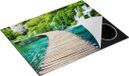 Chefcare Inductie Beschermer Houten Pad op het Water bij de Watervallen - 77x59 cm - Afdekplaat Inductie - Kookplaat Beschermer - Inductie Mat