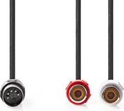 Nedis Câble audio DIN - DIN 5 broches mâle - 2x RCA femelle - Nickelé - 0,20 m - Noir