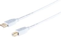 1x USB-A naar USB-B adapterkabel, 2.0, goud, wit, 3m