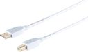 1x USB-A naar USB-B adapterkabel, 2.0, goud, wit, 3m