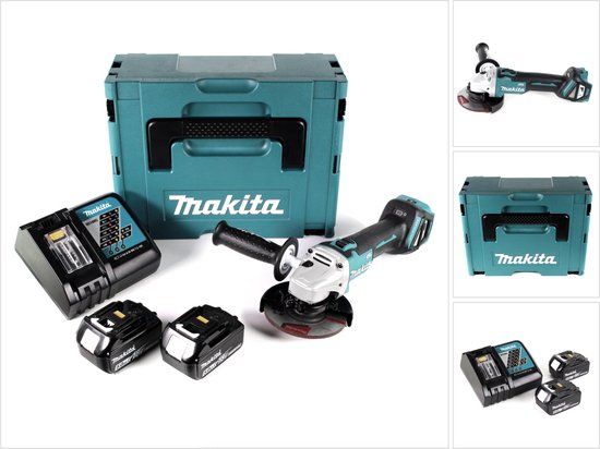 Makita DGA511RTJ 18V Haakse Slijper Set (2x 5.0Ah) | 125mm | Koolborstelloos