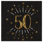 Santex Verjaardag feest servetten leeftijd - 10x - 50 jaar - goud - 33 x 33 cm - Abraham/Sarah