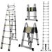 COOCHEER Telescopische ladder, vouwladder, multifunctionele ladder van aluminium, ideaal voor binnen- en buitenwerkzaamheden, max. belastbaarheid: 150 kg, geel/zilver