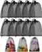 Benza Ibenzoa® 10-delige set zwarte nylon netzakken met trekkoord, 25 x 30 cm