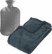 Atmosphera Fleece deken/plaid Blauwgrijs 130 x 180 cm en kruik 2 liter