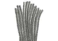 Pijpenreiniger chenille, metaal, zilver, 10 mm x 30 cm. 10 stuks.