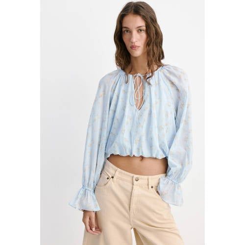 Mango gebloemde cropped top - blauw