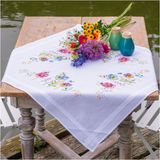 Vervaco Tafelkleed Kit Viooltjes Borduurpakket 80 x 80 cm