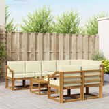 vidaXL Hoek loungeset Acacia hout Natuurlijk en crème