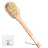 Blendura Rugborstel, douche met lange steel, rugschrobber, massageborstel, 43 cm houten handvat