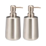 Bathroom Solutions Zeeppompje / Dispenser Artistic - 2x - rvs - zilver - 8 x 17 cm - 300 ml