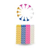 PARENCE - Set van 24 kleine verjaardagskaarsen met haken - mix van heldere kleuren om je taarten te versieren - ideaal voor elke leeftijd en gelegenheid