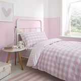 Catherine Lansfield Check and Stripe Pink beddengoedset, 200 x 220 + 65 x 65 cm