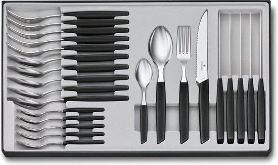 Victorinox Swiss Modern Bestekset - 24-delig - Zwart