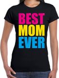 Bellatio Decorations Shoppartners Bv Best mom ever / Beste moeder ooit fun t-shirt met gekleurde letters - zwart - dames - Fun / Verjaardag cadeau / kado t-shirt / Moederdag XXL