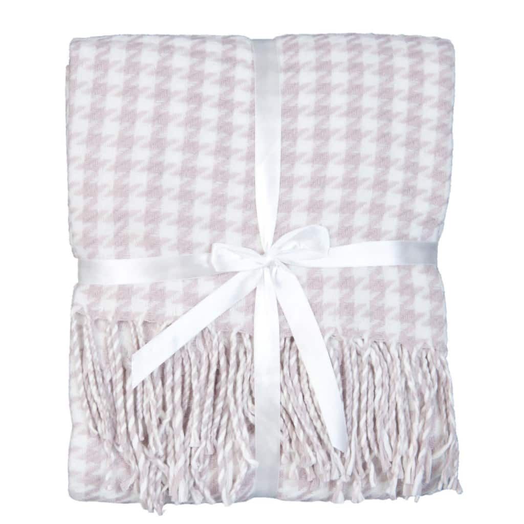Davidi Design Clayre & Eef Plaid 130x150 cm roze wit blokjes