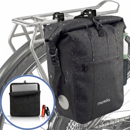 Morelia 3-in-1 Fietstas - 28 Liter - Waterdicht - Zwart - Tarpaulin
