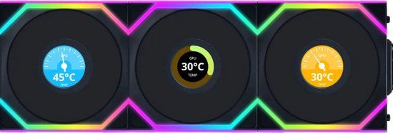 Lian Li UNI FAN SL Wireless LCD Reverse Blade Black - Ventilatorhuis 3-pack