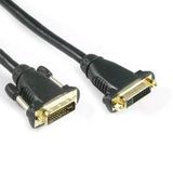 Lyndahl LKDVFM30005 DVI-kabel DVI Aansluitkabel DVI-I 24+5-polige stekker, DVI-I 24+5-polige bus 0.5 m Zwart Voor inbouw, Met schroefdraad