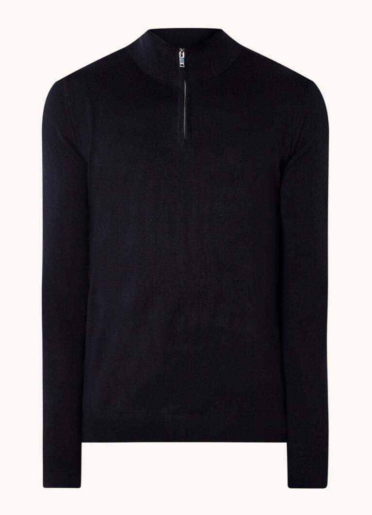 Reiss Reiss Blackhall fijngebreide pullover van merinowol met halve rits