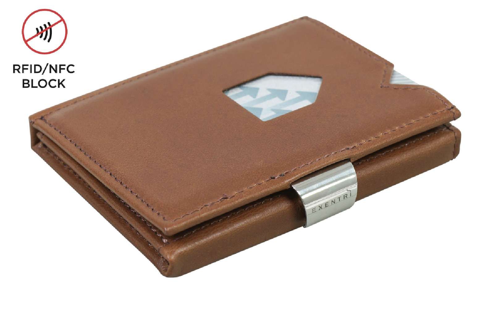 Exentri RFID Portemonnee - bruin - 9 cm x 7 cm