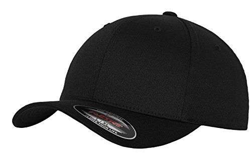 Flexfit Unisex Wooly Combed Baseball Cap, Black/Black, Kids