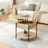 en.casa Salontafel Kandas rond eikenkleurig en zwart Ø70 cm