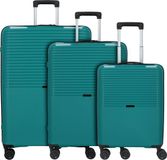 d & n Travel Line 4000 4 wielen Kofferset 3-delig - Harde bagage - TSA slot - grün