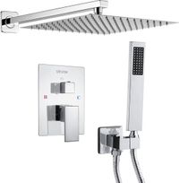 Vevor Ensemble de robinetterie de douche avec pomme de douche carrée de 305 mm Argent chromé