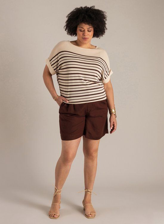 YEST CURVE Nanja Tops - Light Sand/Coffee Br - maat 1(48)