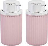 Berilo Zeeppompje/Dispenser Roma - 2x - Roze/Zilver - Kunststof - 8 x 15 cm - 420 ml