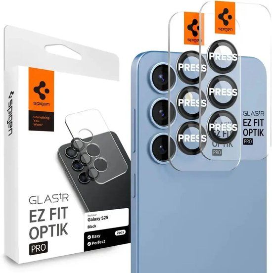 Spigen Camera Lens Protector Geschikt voor Samsung Galaxy S25 - Glas.tR EZ Fit Optik Pro - 9H Tempered Glass - Gemakkelijke Installatie - Clear 2-Pack