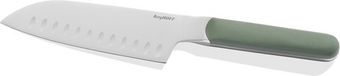 BergHOFF Home Elements Santokumes 16,7 cm – Couteau de chef japonais avec lame antiadhésive pour légumes, poisson et viande – Acier inoxydable ultra-tranchant, manche ergonomique et couteau lavable au lave-vaisselle – Kaki