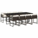 vidaXL 9-delige Tuinset met kussens, polyrattan, bruin