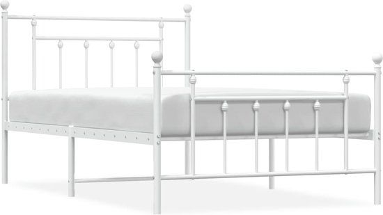 vidaXL Bedframe met hoofdbord en voeteneinde metaal wit 107x203 cm