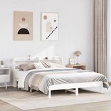 vidaXL Bedframe Massief Grenenhout Wit 150x200 cm