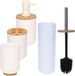 Merkloos Witte badkamer/toilet set 4-delig met bamboe