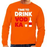 Bellatio Decorations Time to Drink Vodka tekst sweater oranje heren