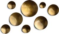 VIDI Gouden Wanddecoratie - Set Van 8 Schalen - Wandornament Met Reliëf - Ronde Muurdecoratie - Wandborden
