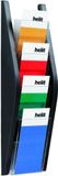 helit H6270395 - Wandboogdisplay „the arc“ 1/3 DIN A4 zwart | 4 vakken in staand formaat voor flyers en informatiemateriaal