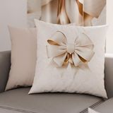 PETTI Artigiani Italiani - 1 paar kussenslopen 60 x 60 cm van microvezel, decoratief kussen voor slaapkamer, bank, woonkamer, set van 2 kussenslopen, beige strik, 100% Made in Italy