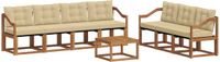 vidaXL Acacia Hout Bank Loungeset 7 Zitplaatsen Natuurlijk en Beige