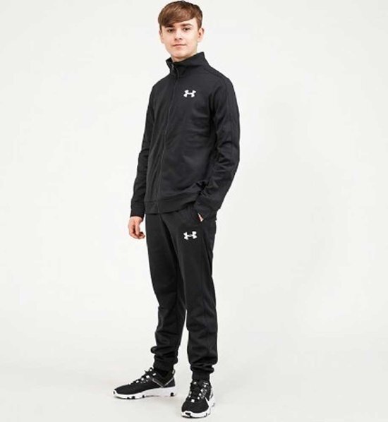 Under Armour UA Knit Track Suit Jongens Trainingspak - Zwart - Maat 140