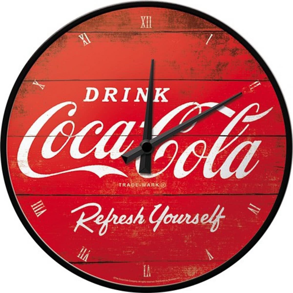 - Ronde wandklok Coca Cola - Klok - Rond - Metaal - Ã˜31 cm - Rood