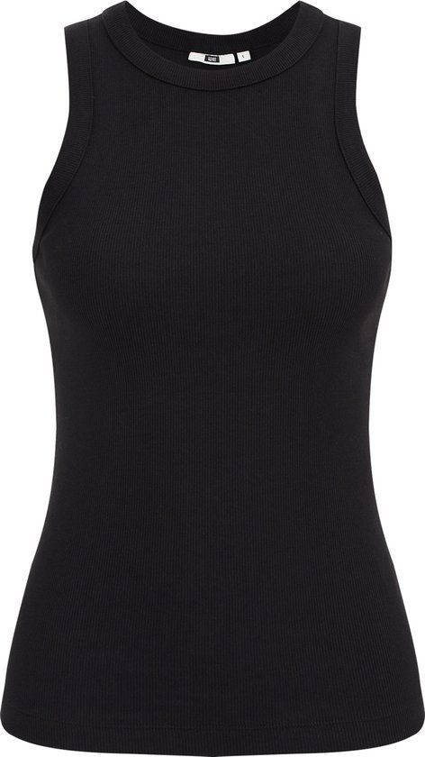 WE Fashion Dames singlet van ribstof - Zwart - Maat L