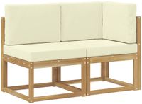 vidaXL Outdoor Midden- en Hoekbank 2 Stuk Wit Massief Acaciahout