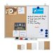 Relaxdays combibord, 2 in 1, prikbord & whiteboard, magneetbord, aluminium lijst, met bakje, 45 x 60 cm, wit/natuur