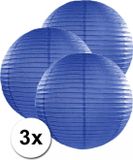 Merkloos 3 donker blauwe lampionnen 50 cm